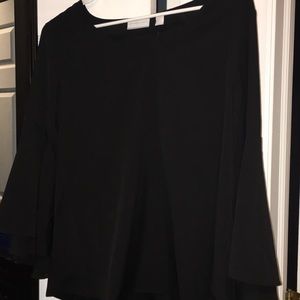 Black shear blouse with bell sleeves